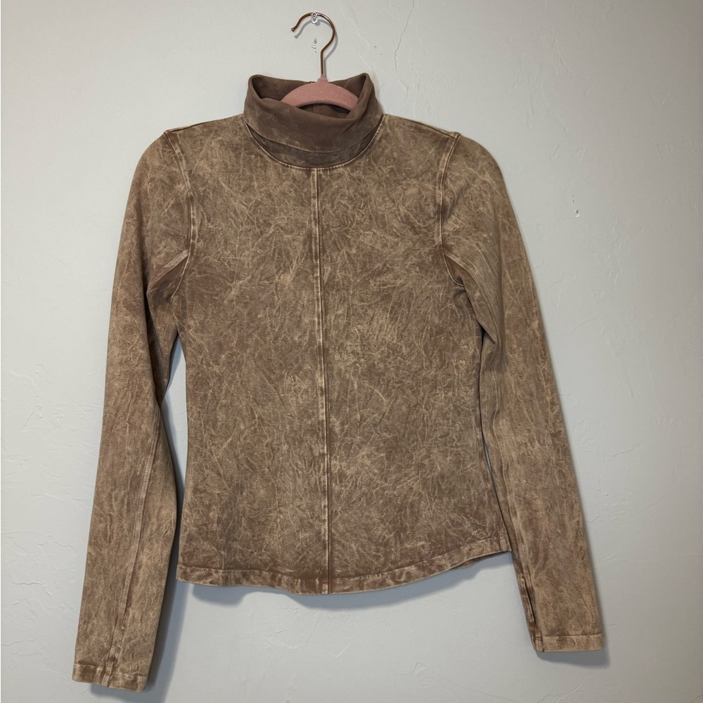 NWOT Free people movement Brown stone wash Turtleneck shirt size small
